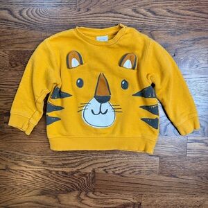 ZAZA Baby Yellow Tiger Face Graphic Crewneck Sweatshirt 3D Ears 2-3 Years